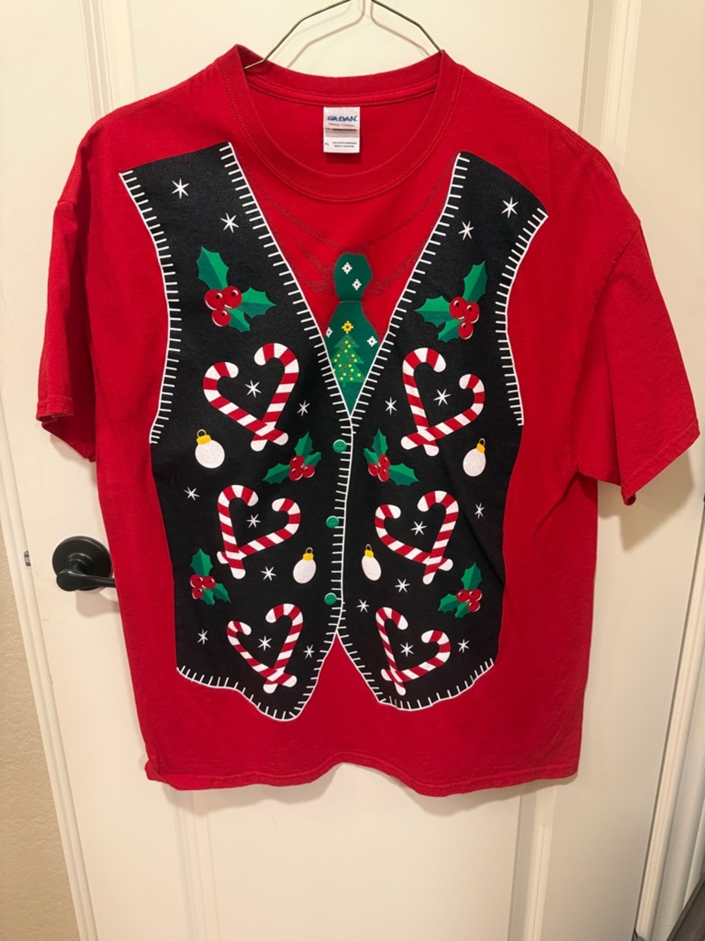 Gildan Red Kids' Candy Cane Vest Graphic Tee